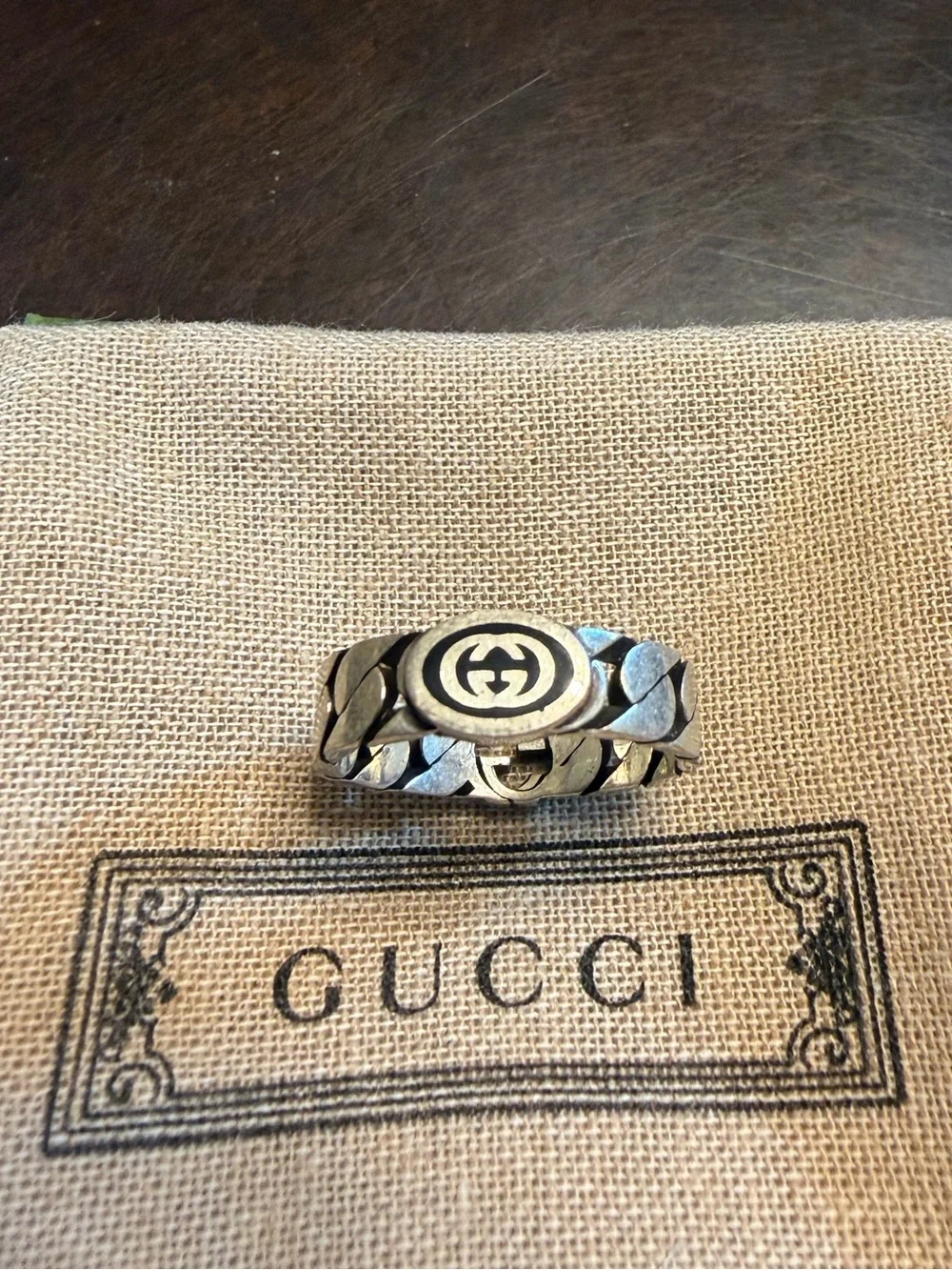 New Authentic Gucci Double GG Logo Ring Size IT 23 / US 10.25